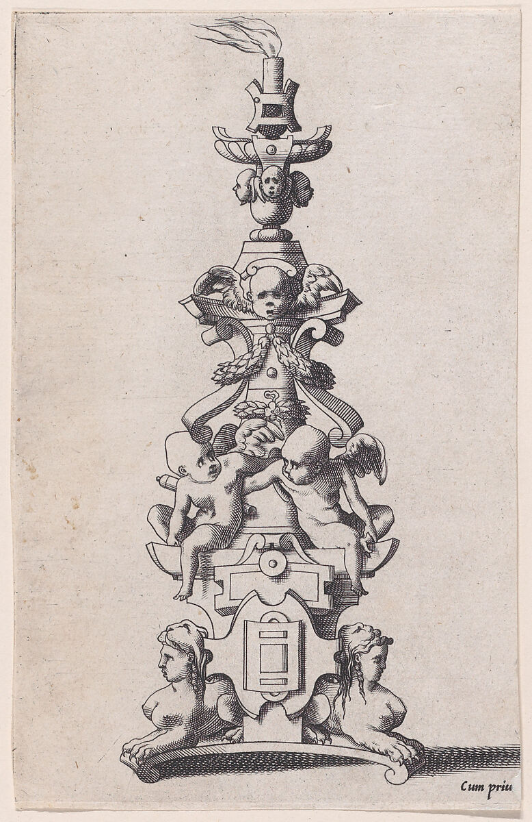 Candlestick, René Boyvin (French, Angers ca. 1525–1598 or 1625/6 Angers), Engraving 