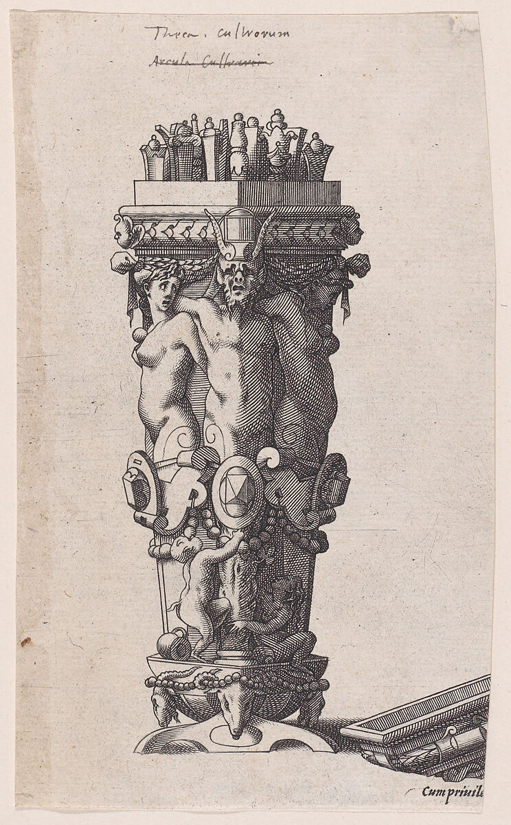 Container with a Satyr (Nécessaire de table), René Boyvin (French, Angers ca. 1525–1598 or 1625/6 Angers), Engraving 