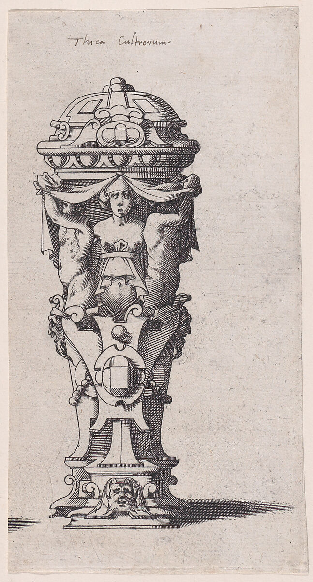 Container with a Woman between Two Men (Nécessaire de table), René Boyvin (French, Angers ca. 1525–1598 or 1625/6 Angers), Engraving 