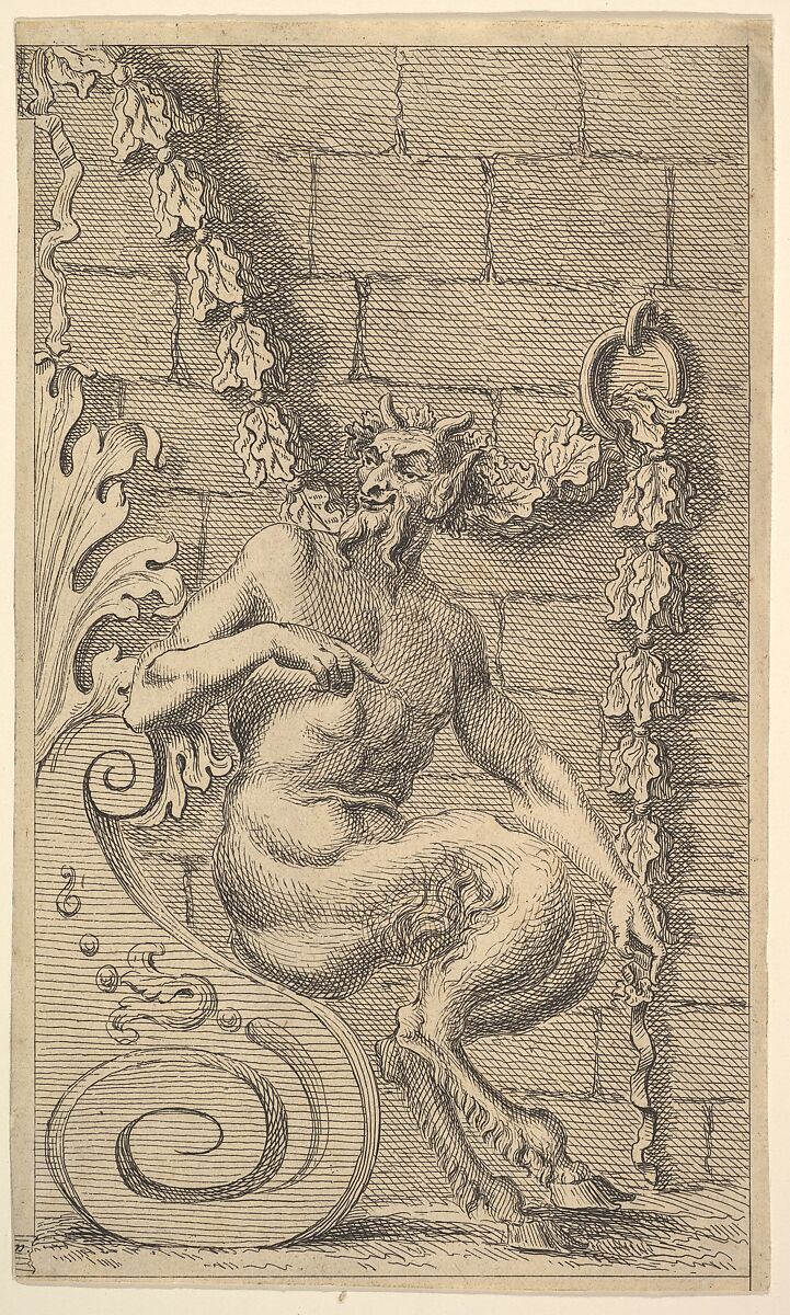 Sitting Satyrs, G. King (British, active 1732–49), Etching and engraving 