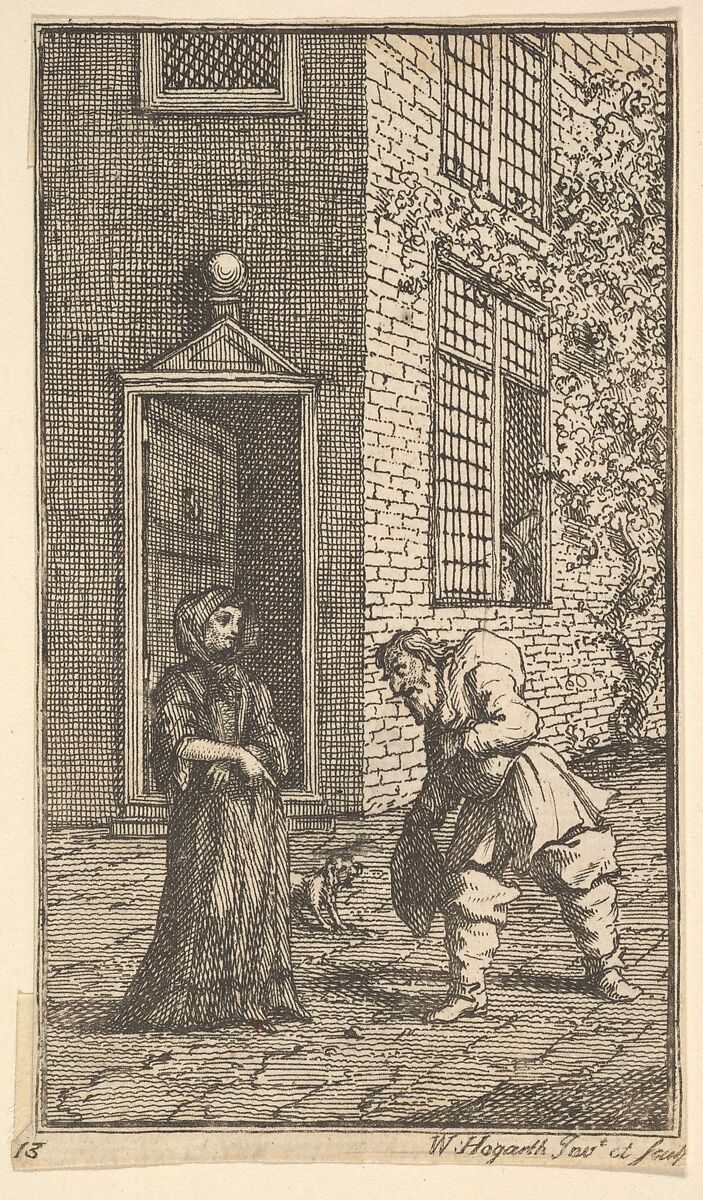 Hudibras Wooing the Widow (Seventeen Small Illustrations for Samuel Butler's Hudibras, no. 13), William Hogarth (British, London 1697–1764 London), Etching and engraving 