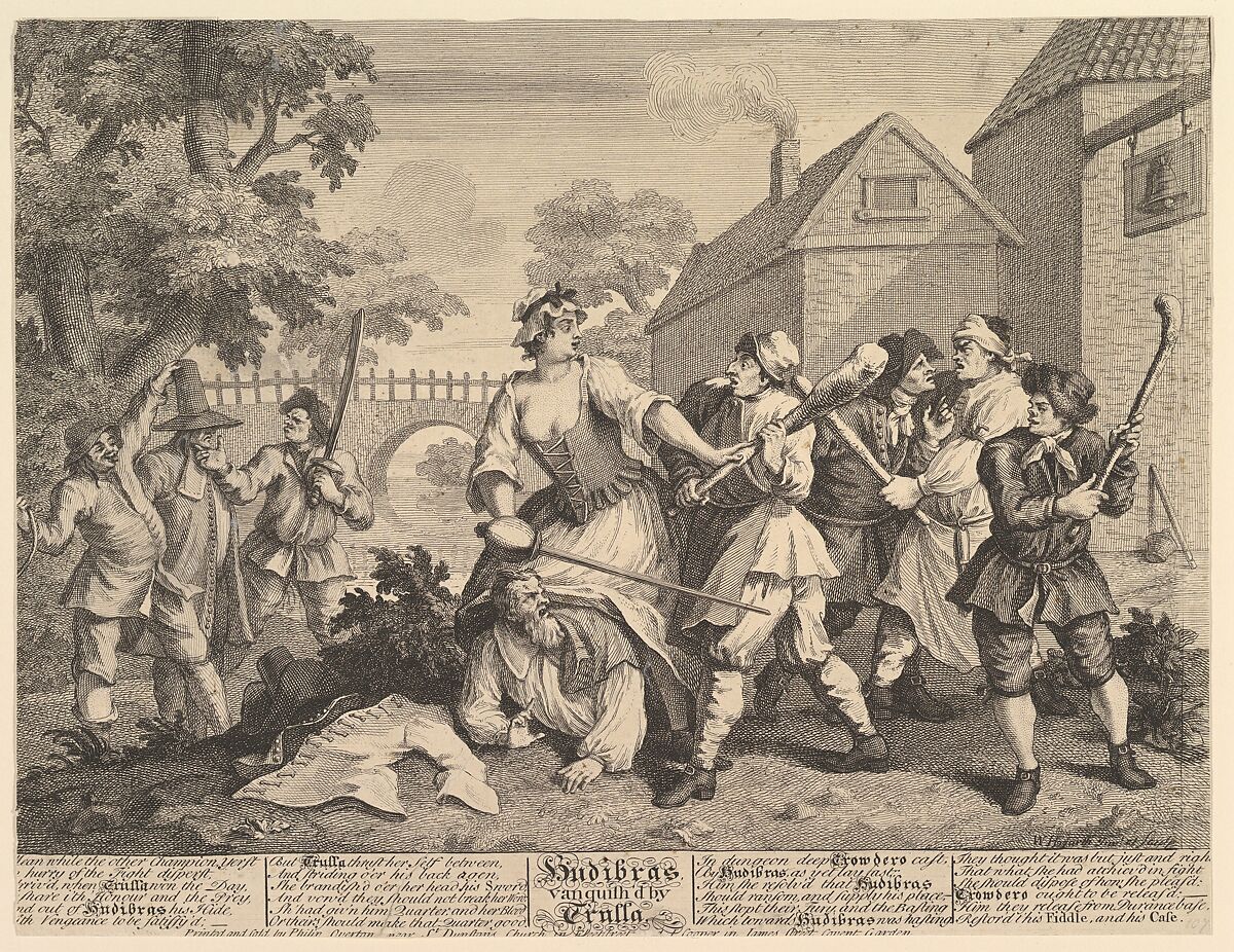 Hudibras Vanquished by Trulla (Twelve Large Illustrations for Samuel Butler's Hudibras, Plate 5), William Hogarth (British, London 1697–1764 London), Etching and engraving; second state of five 