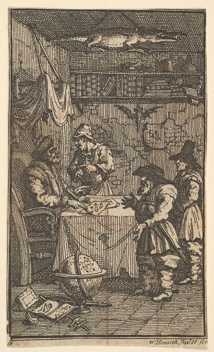 Hudibras Visiting Sidrophel (Seventeen Small Illustrations for Samuel Butler's Hudibras, no. 11), William Hogarth (British, London 1697–1764 London), Etching and engraving 