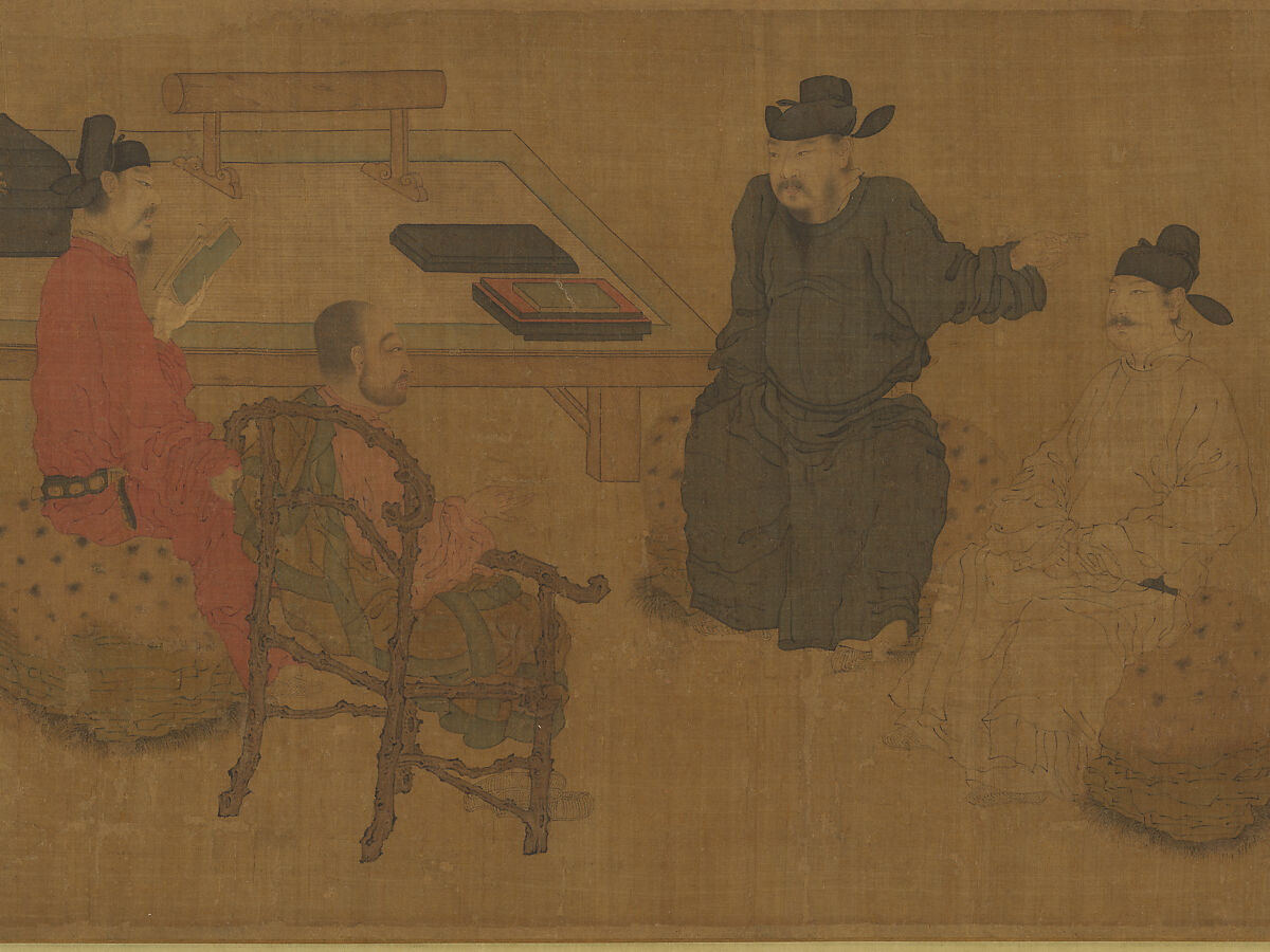 Scholars of the Liuli Hall, Unidentified artist Chinese, late 13th century, Handscroll; ink and color on silk, China