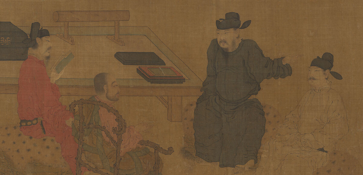 Scholars of the Liuli Hall, Unidentified artist Chinese, late 13th century, Handscroll; ink and color on silk, China