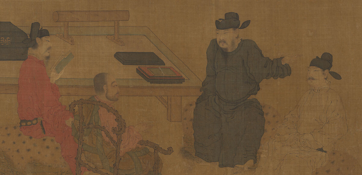 Scholars of the Liuli Hall, Unidentified artist Chinese, late 13th century, Handscroll; ink and color on silk, China 