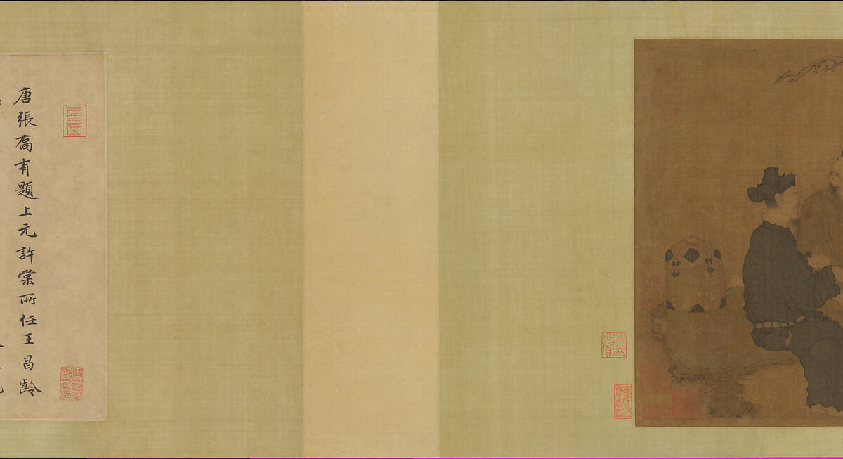 Scholars of the Liuli Hall, Unidentified artist Chinese, late 13th century, Handscroll; ink and color on silk, China