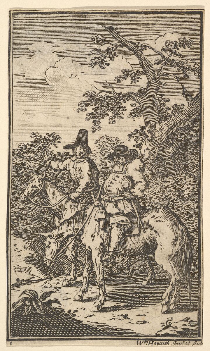 Hudibras Sallying Forth (Seventeen Small Illustrations for Samuel Butler's Hudibras, no. 1), William Hogarth (British, London 1697–1764 London), Etching and engraving 