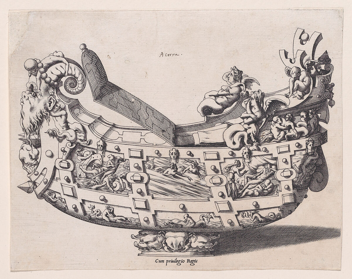 Container for the Royal Napkins (Nef), René Boyvin (French, Angers ca. 1525–1598 or 1625/6 Angers), Engraving 
