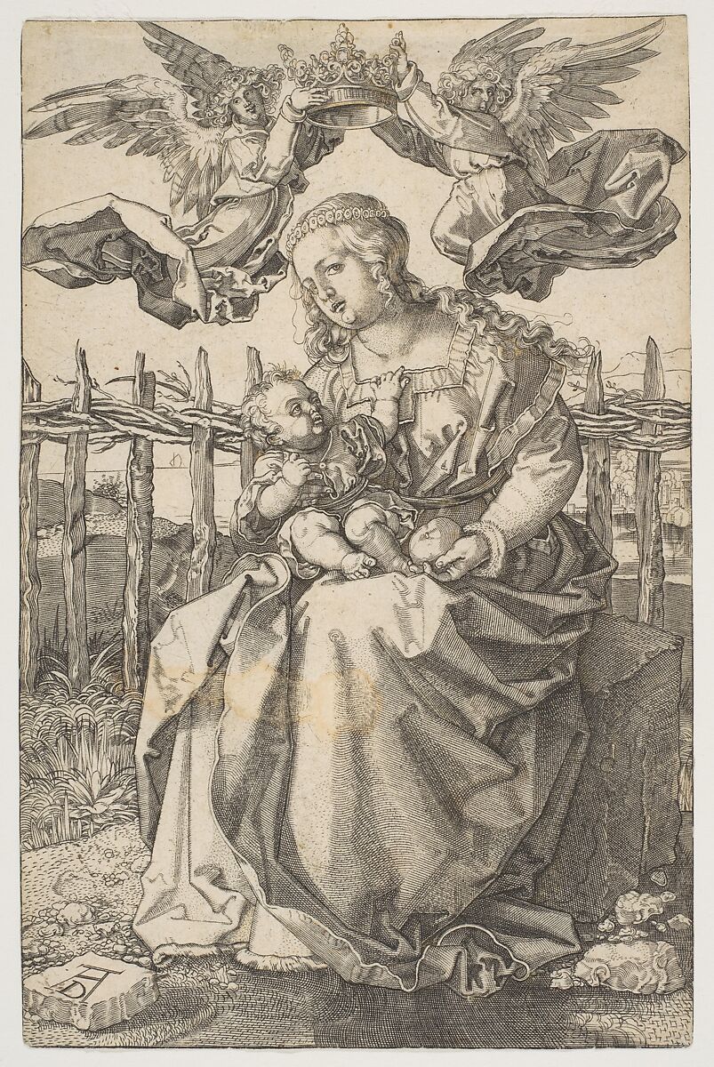The Virgin Crowned by Two Angels, After Albrecht Dürer (German, Nuremberg 1471–1528 Nuremberg), Engraving 
