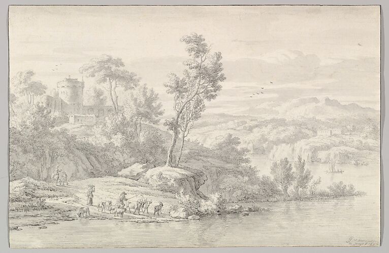 Southern Landscape with Figures and Cattle at a River