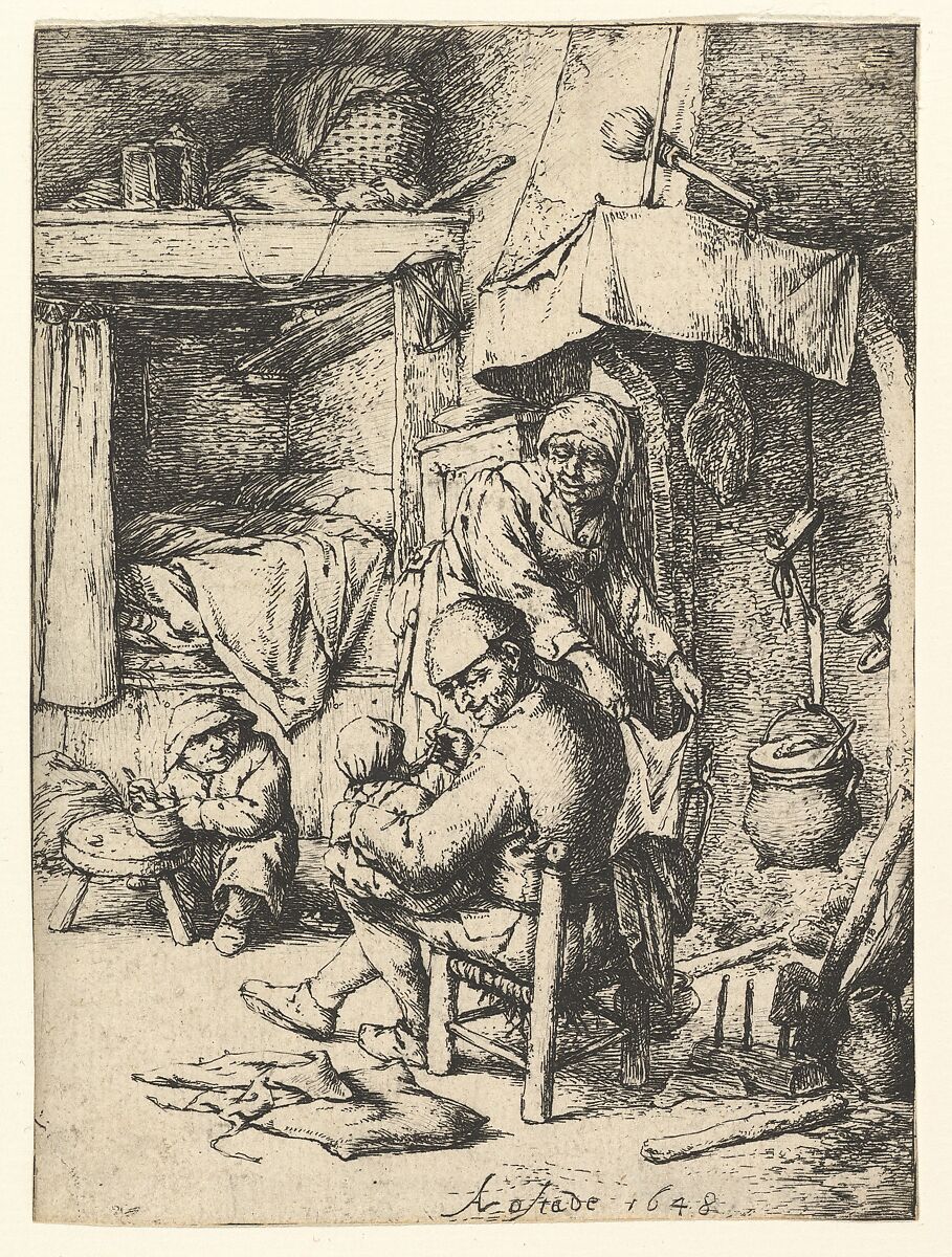 The Pater Familias, Adriaen van Ostade (Dutch, Haarlem 1610–1685 Haarlem), Etching 