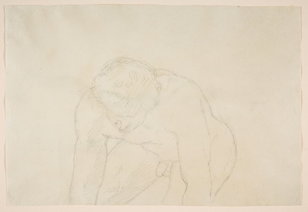 Study of a Male Nude Shouldering a Wooden Block, Christen Købke (Danish, Copenhagen 1810–1848 Copenhagen), Graphite