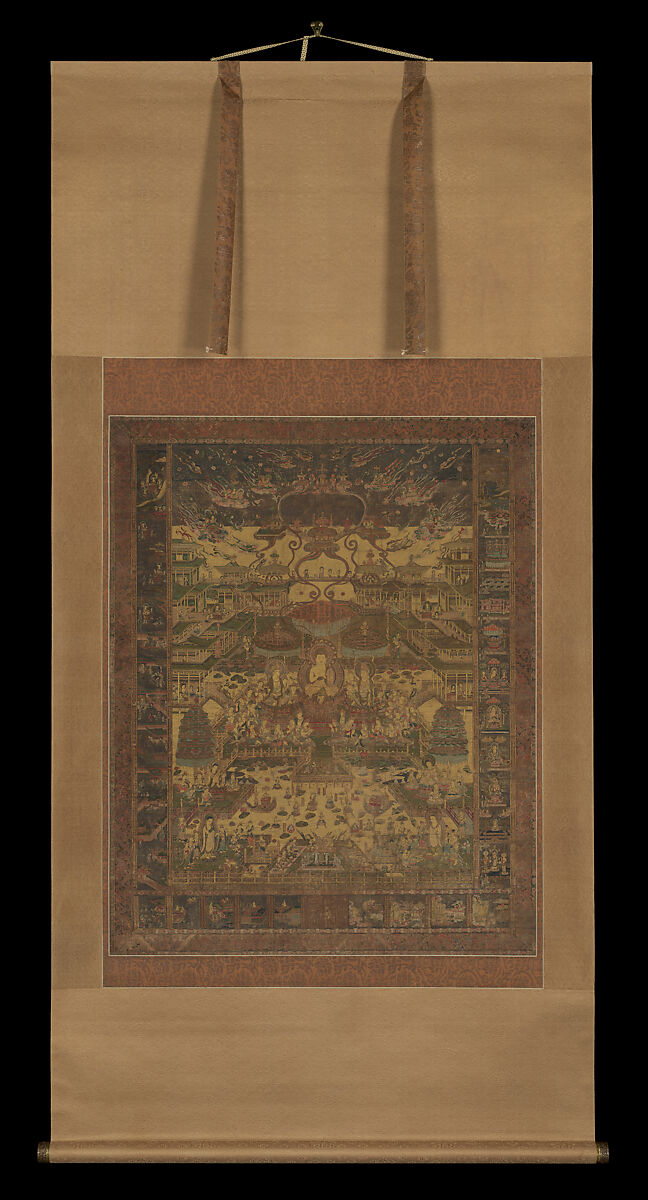 Taima Mandala, Hanging scroll; ink, color, and gold on silk, Japan