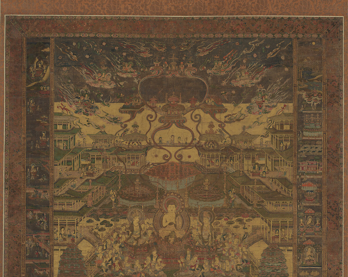 Taima Mandala, Hanging scroll; ink, color, and gold on silk, Japan
