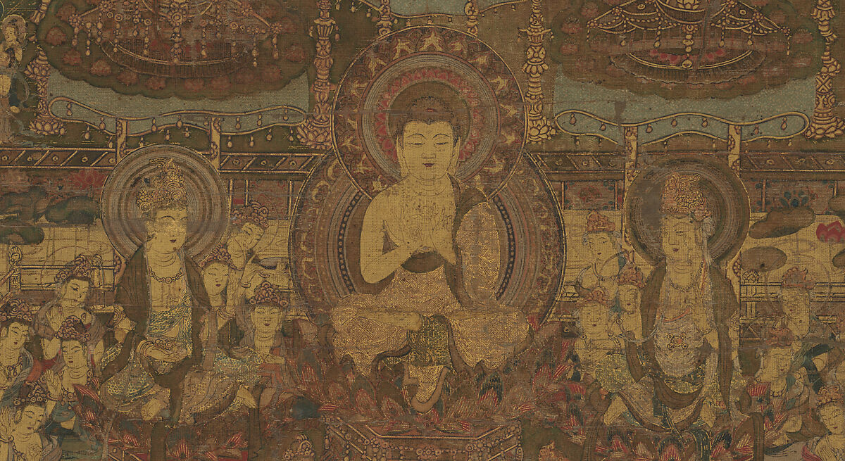 Taima Mandala, Hanging scroll; ink, color, and gold on silk, Japan