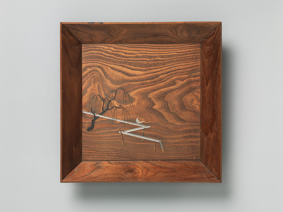 Square Tray, Attributed to Shibata Zeshin (Japanese, 1807–1891), Wood, maki-e, Japan 