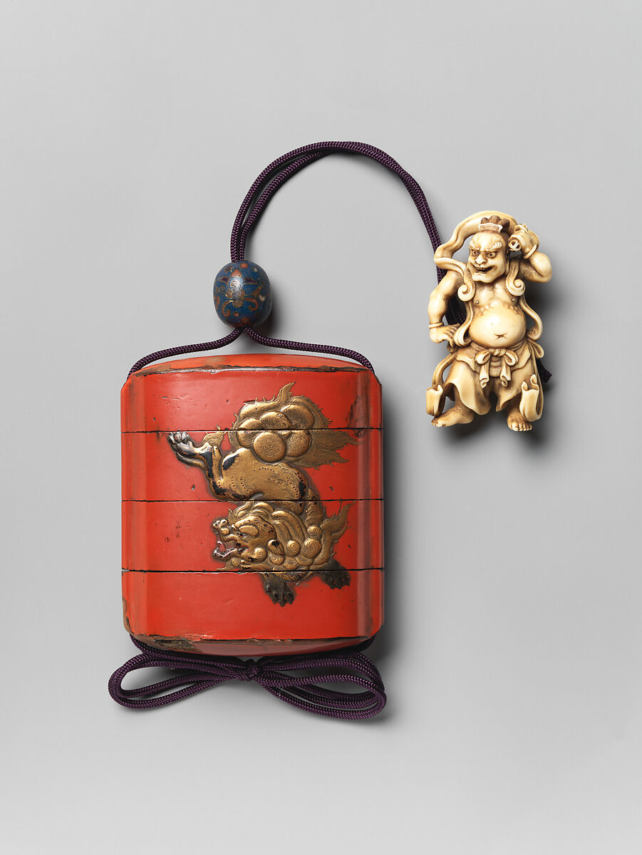Case (Inrō) with Lion and Peonies, Lacquer, Japan 