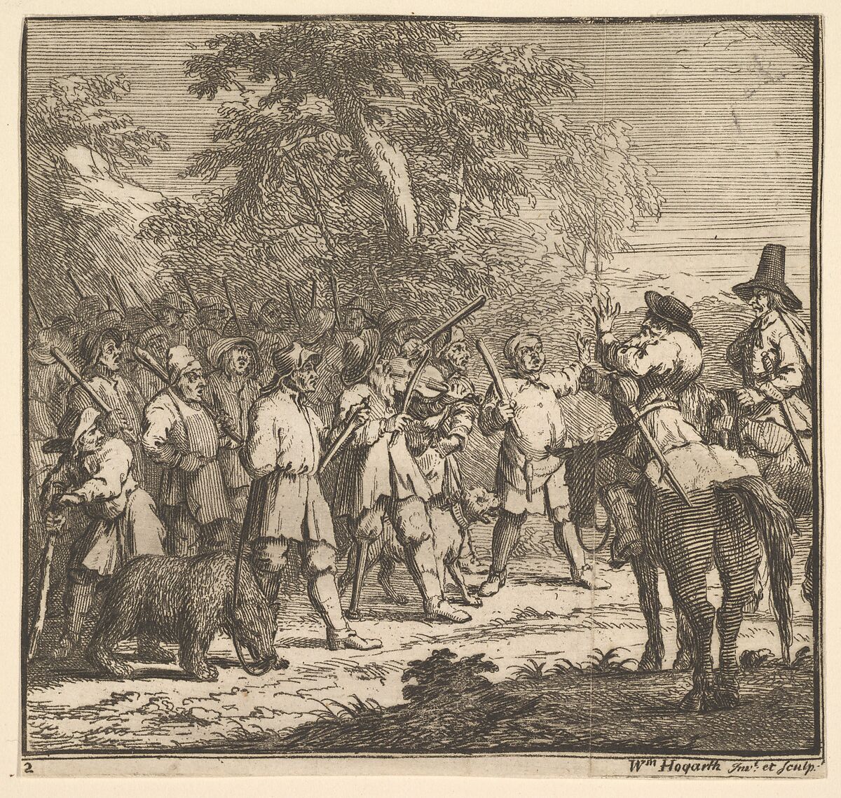 Hudibras First Adventure (Seventeen Small Illustrations for Samuel Butler's Hudibras, no. 2), William Hogarth (British, London 1697–1764 London), Etching and engraving 