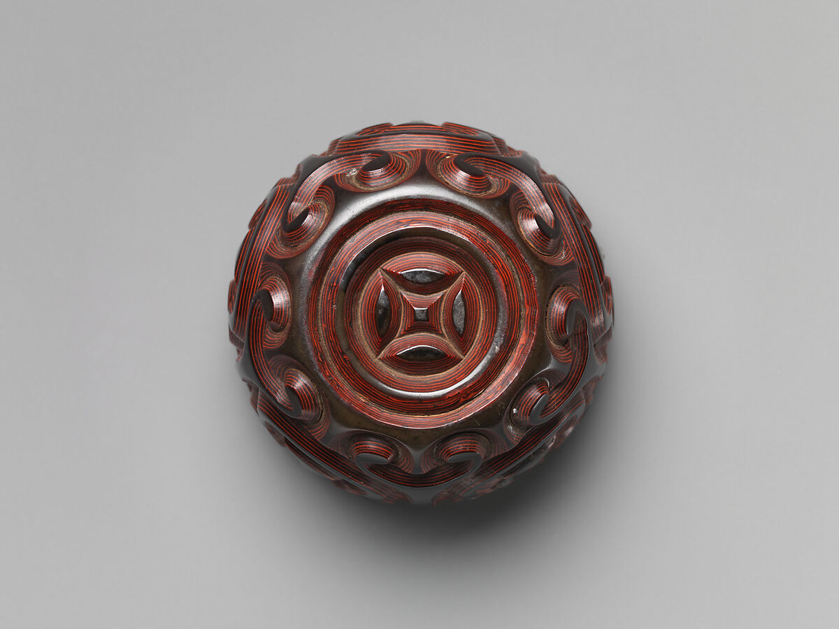 Guri lacquer cup, Carved black lacquer with red layers (tixi), China