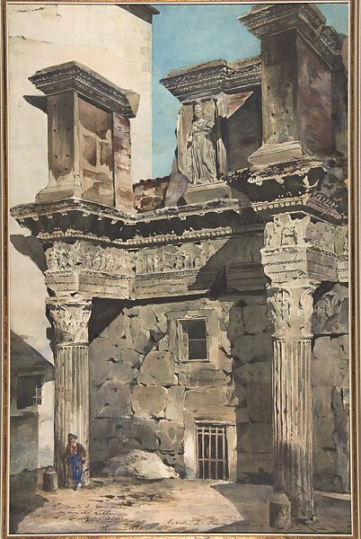 View of the Forum, Victor Laloux (French, 1850–1937), Watercolor, traces of graphite 