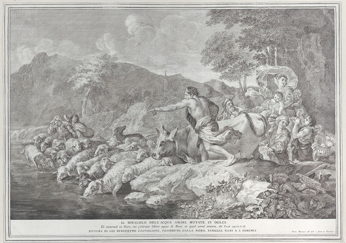 The miracle of the bitter water made sweet (Il Miracolo delle Acque Amare Mutate in Dolci), Pietro Monaco (Italian, Belluno 1707–1772 Venice), Etching