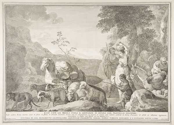 Esau and his family parting ways with Jacob (Esau con le mogli figli e sostanze si separa dal fratello Giacobbe)