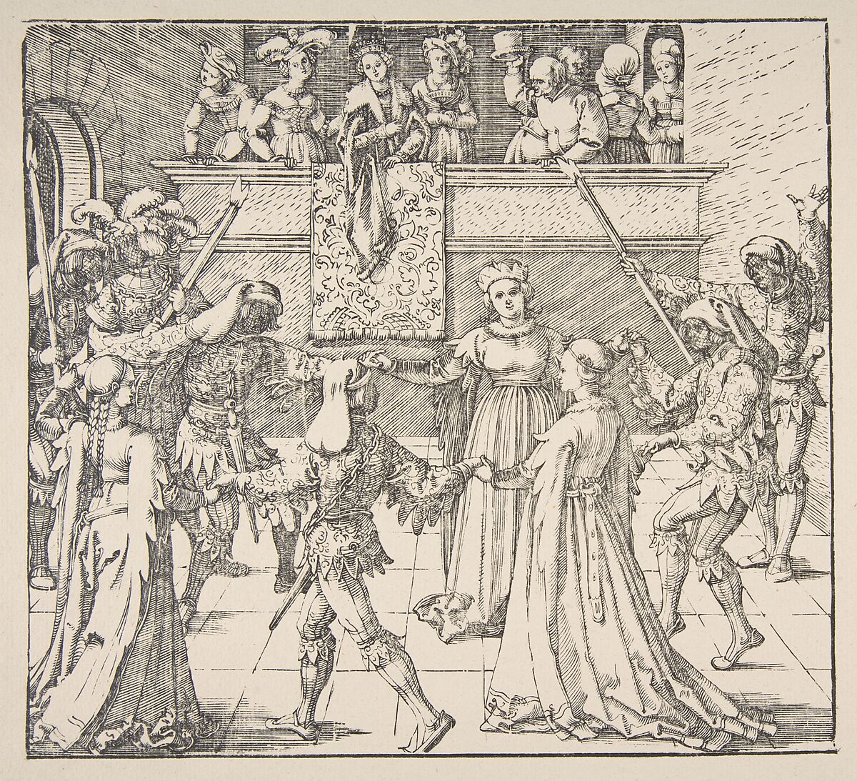 Masquerade Dance with Torches, Albrecht Dürer (German, Nuremberg 1471–1528 Nuremberg), Woodcut; Dershau restrike, 1922 