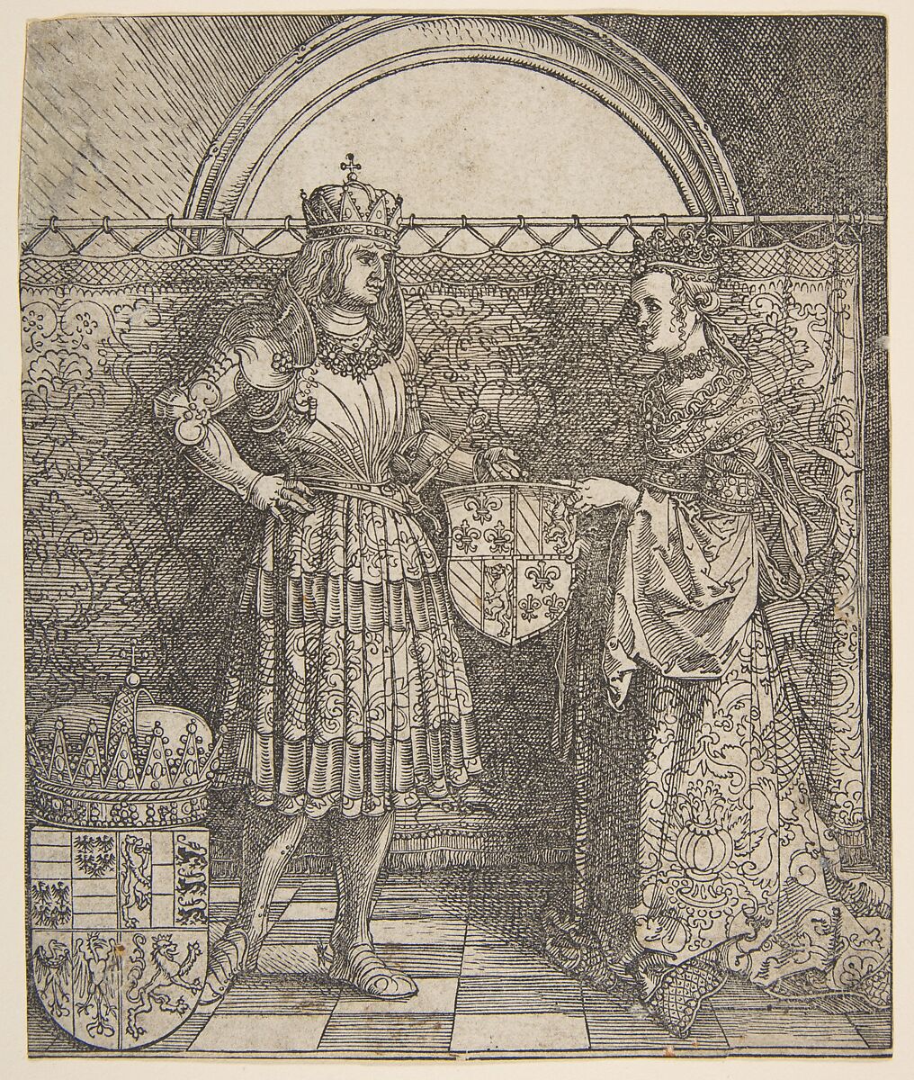 The Betrothal of Mary of Burgundy from the Triumphal Arch of Emperor Maximilian I, Albrecht Dürer (German, Nuremberg 1471–1528 Nuremberg), Woodcut 
