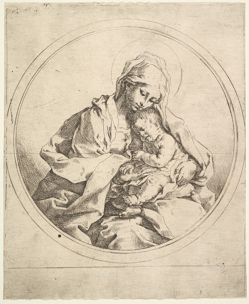 The Madonna and Child in the Round, Guido Reni (Italian, Bologna 1575–1642 Bologna), etching 