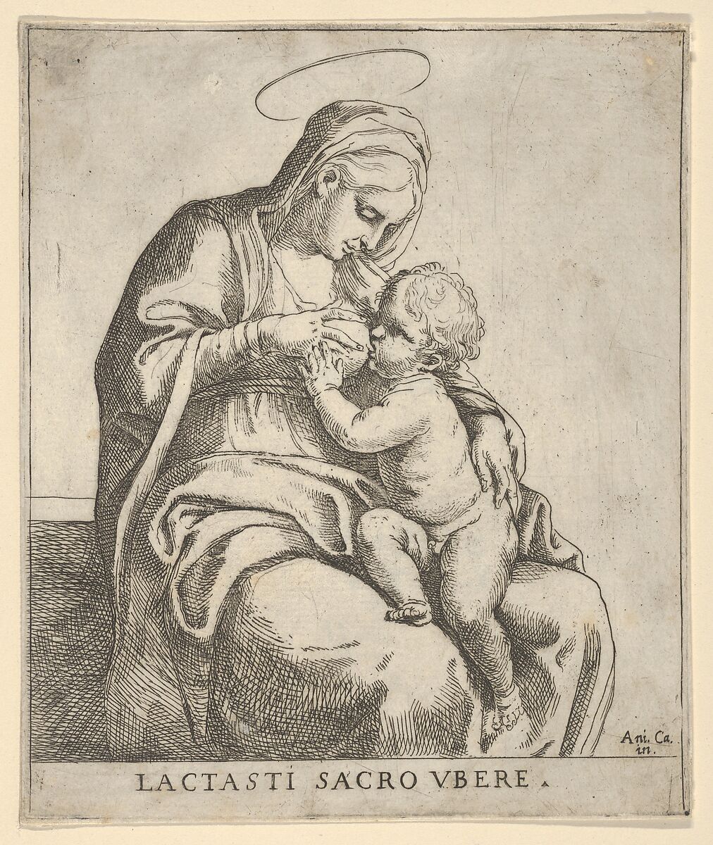 The Virgin nursing the infant Christ, Attributed to Guido Reni (Italian, Bologna 1575–1642 Bologna), Etching 