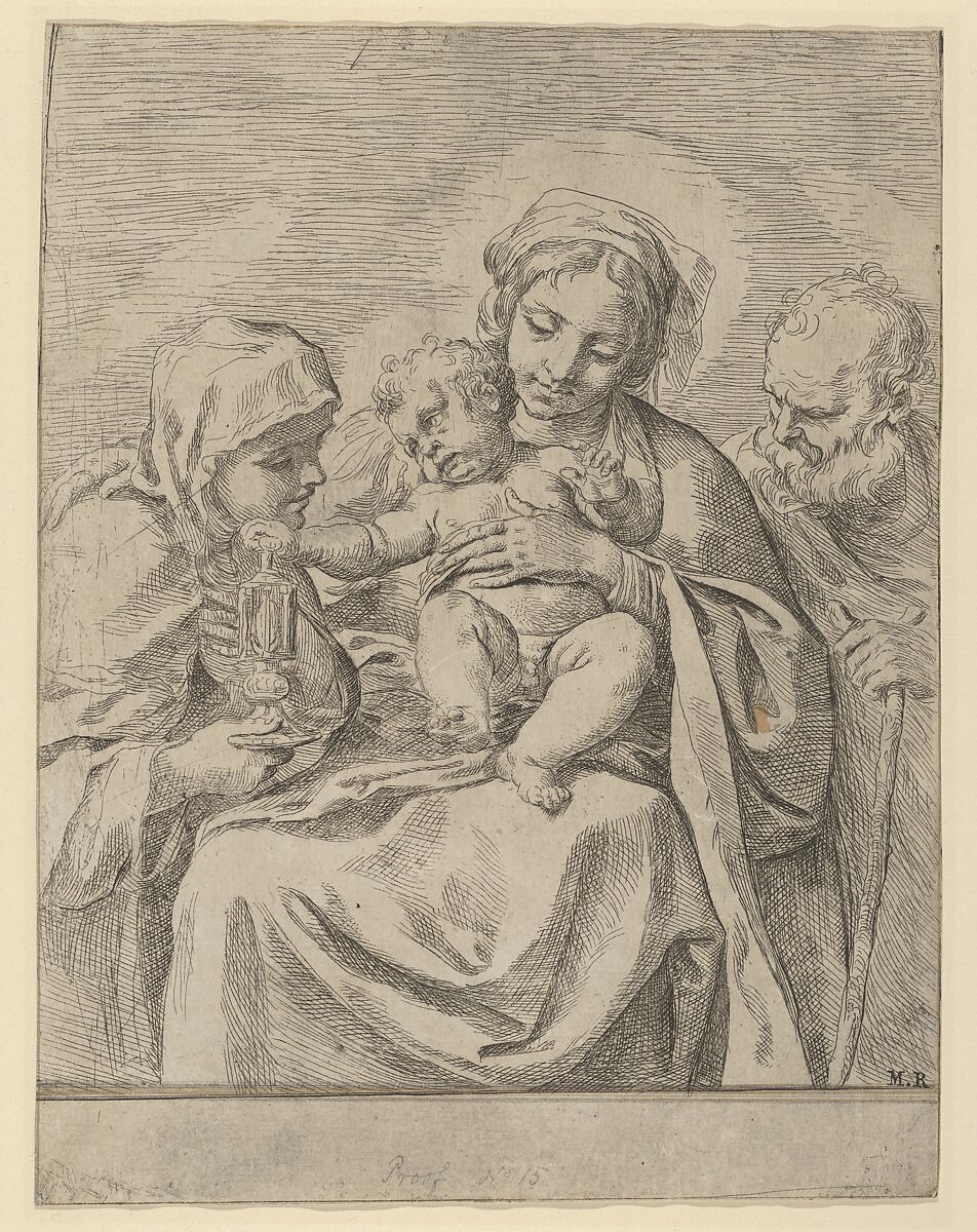 The Holy Family with Saint Clare, Guido Reni (Italian, Bologna 1575–1642 Bologna), Etching 