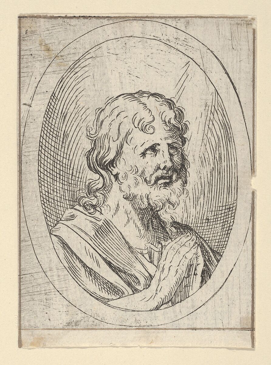 Anonymous, 17th century | An apostle raising his eyes in prayer, in an ...