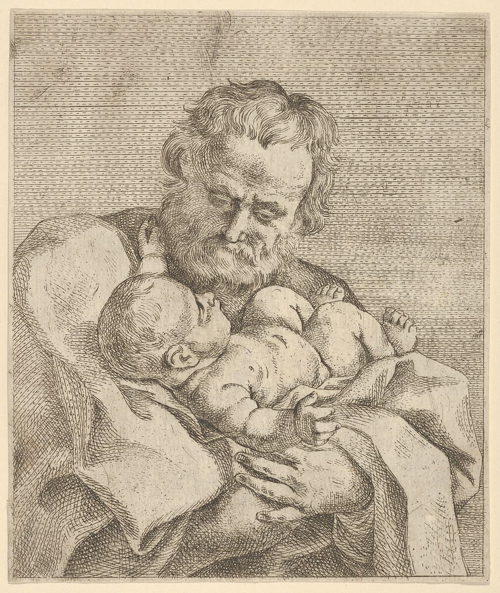 Saint Joseph holding the infant Christ, Anonymous, Etching 