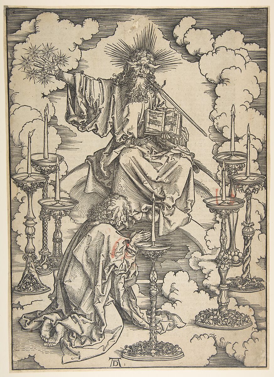 Saint John Beholding the Seven Golden Candlesticks, from The Apocalypse, Albrecht Dürer (German, Nuremberg 1471–1528 Nuremberg), Woodcut 