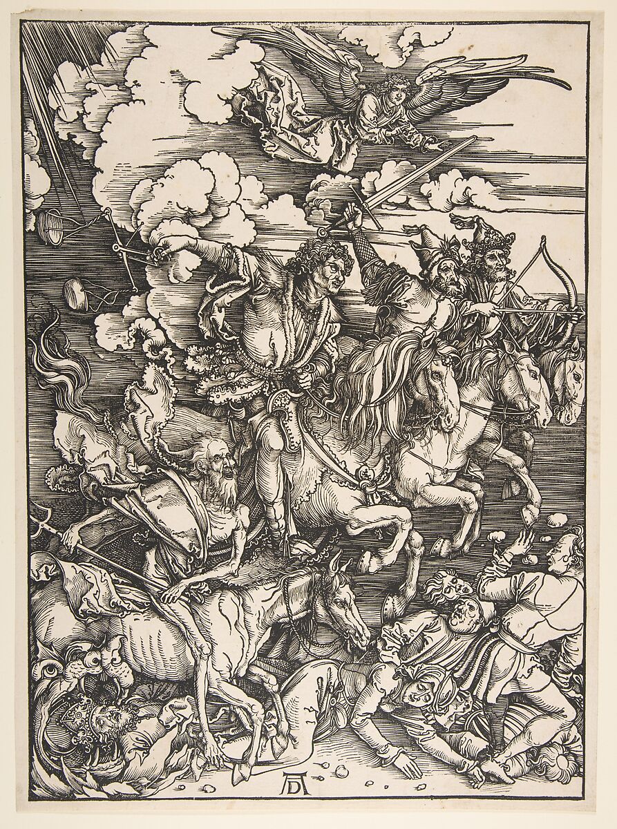 Four Horsemen of the Apocalypse, Albrecht Dürer (German, Nuremberg 1471–1528 Nuremberg), Woodcut 