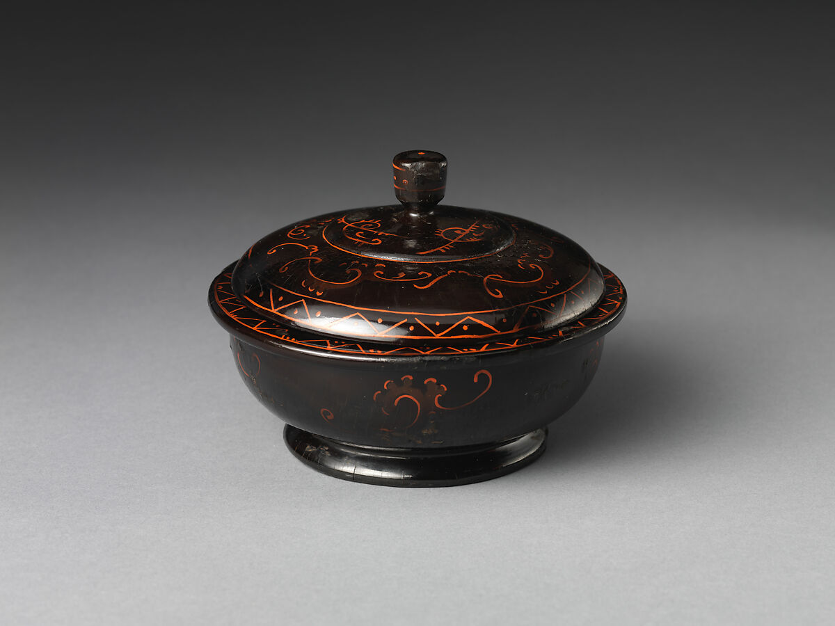 Two Bowls, Black lacquer painted with red lacquer, China