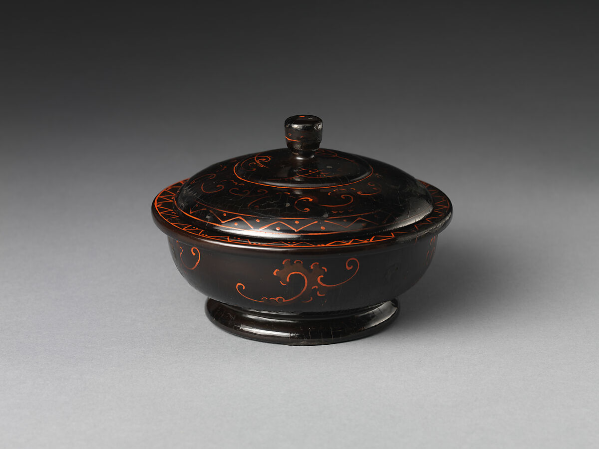 Two Bowls, Black lacquer painted with red lacquer, China