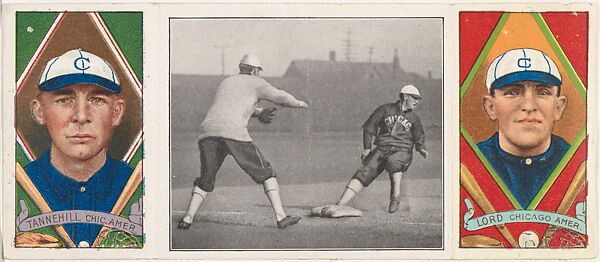 "Held at Third," with Lee Tannehill and Harry D. Lord, from the series Hassan Triple Folders (T202), Hassan Cigarettes (American), Commercial lithographs with half-tone photograph