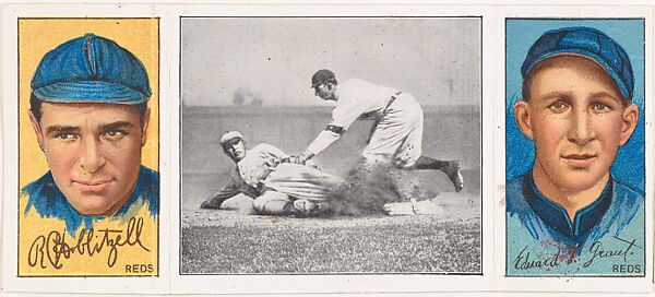 "Grant Gets His Man," with R. Hoblitzell and Edward L. Grant, from the series Hassan Triple Folder (T202), Hassan Cigarettes (American), Commercial lithographs with half-tone photograph