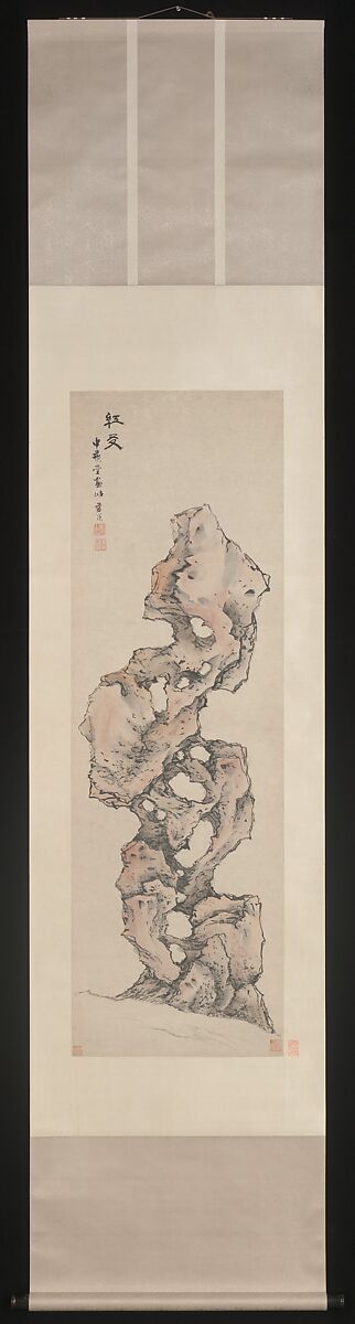 Red Friend, Lan Ying (Chinese, 1585–1664), Hanging scroll; ink and color on paper, China