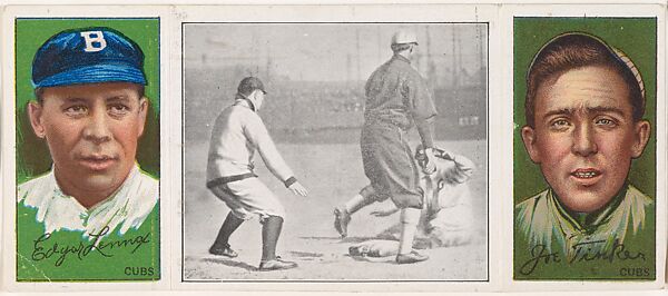 "Harry Lord at Third," with Edgar Lennox and Joseph B. Tinker, from the series Hassan Triple Folders (T202), Hassan Cigarettes (American), Commercial lithographs with half-tone photograph