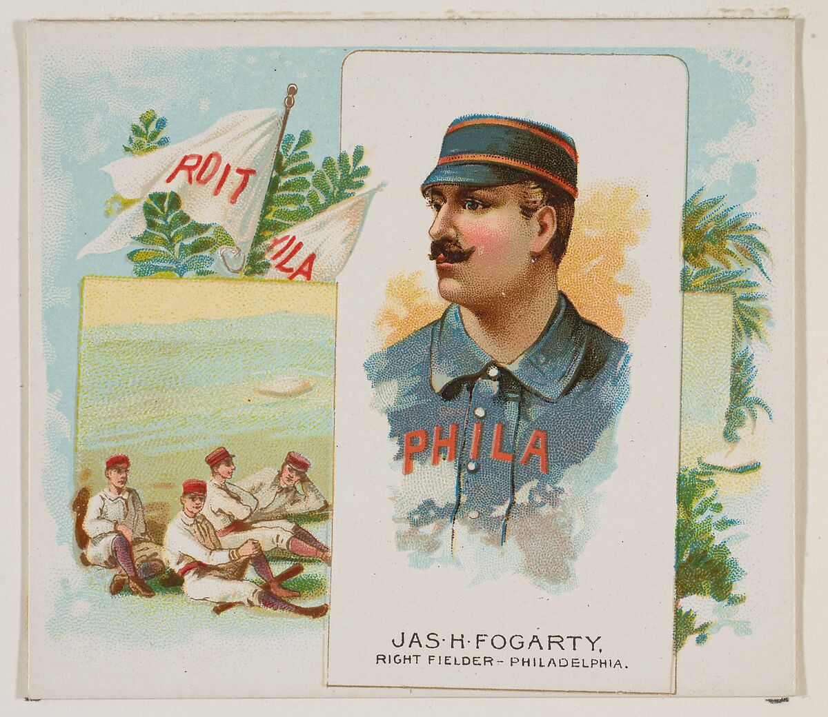 James H. Fogarty, Right Fielder, Philadelphia, from World's Champions, Second Series (N43) for Allen & Ginter Cigarettes, Allen &amp; Ginter (American, Richmond, Virginia), Commercial lithograph 