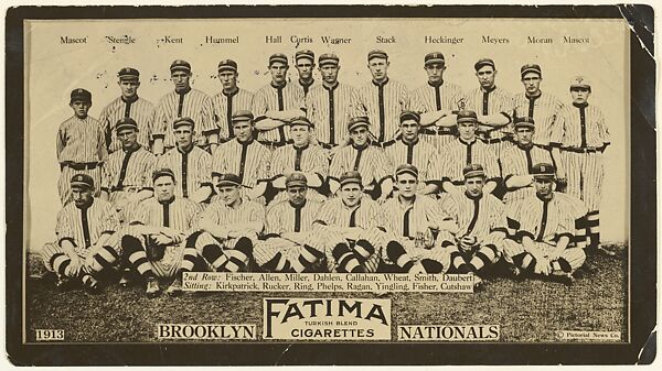 Brooklyn Dodgers, National League, from the "Baseball Team" series (T200), issued by Liggett & Myers Tobacco Company to promote Fatima Turkish Blend Cigarettes, The Pictorial News Co.  American, Photograph