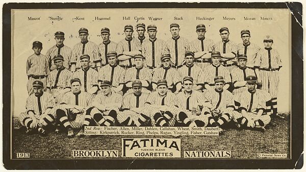 Brooklyn Dodgers, National League, from the "Baseball Team" series (T200), issued by Liggett & Myers Tobacco Company to promote Fatima Turkish Blend Cigarettes, Photographic copyright, The Pictorial News Co., Photograph 