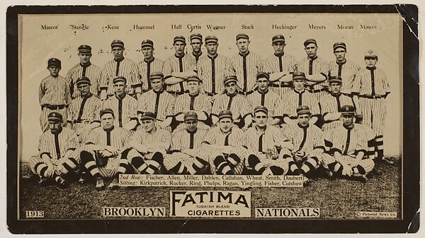 Brooklyn Dodgers, National League, from the "Baseball Team" series (T200), issued by Liggett & Myers Tobacco Company to promote Fatima Turkish Blend Cigarettes, Photographic copyright, The Pictorial News Co., Photograph