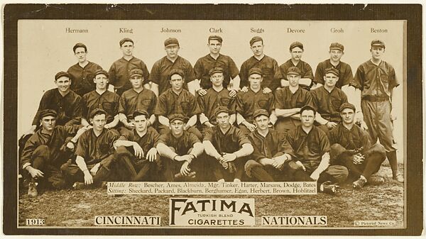 Cincinnati Reds, National League, from the "Baseball Team" series (T200), issued by Liggett & Myers Tobacco Company to promote Fatima Turkish Blend Cigarettes, Photographic copyright, The Pictorial News Co., Photograph 