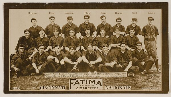 Cincinnati Reds, National League, from the "Baseball Team" series (T200), issued by Liggett & Myers Tobacco Company to promote Fatima Turkish Blend Cigarettes, Photographic copyright, The Pictorial News Co., Photograph