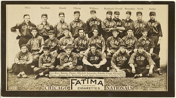 Chicago Cubs, National League, from the "Baseball Team" series (T200), issued by Liggett & Myers Tobacco Company to promote Fatima Turkish Blend Cigarettes, Photographic copyright, The Pictorial News Co., Photograph 