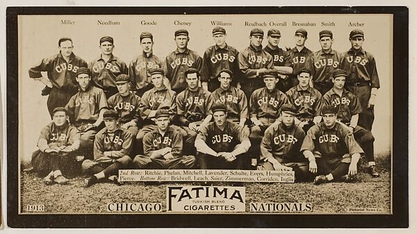 Chicago Cubs, National League, from the "Baseball Team" series (T200), issued by Liggett & Myers Tobacco Company to promote Fatima Turkish Blend Cigarettes, Photographic copyright, The Pictorial News Co., Photograph